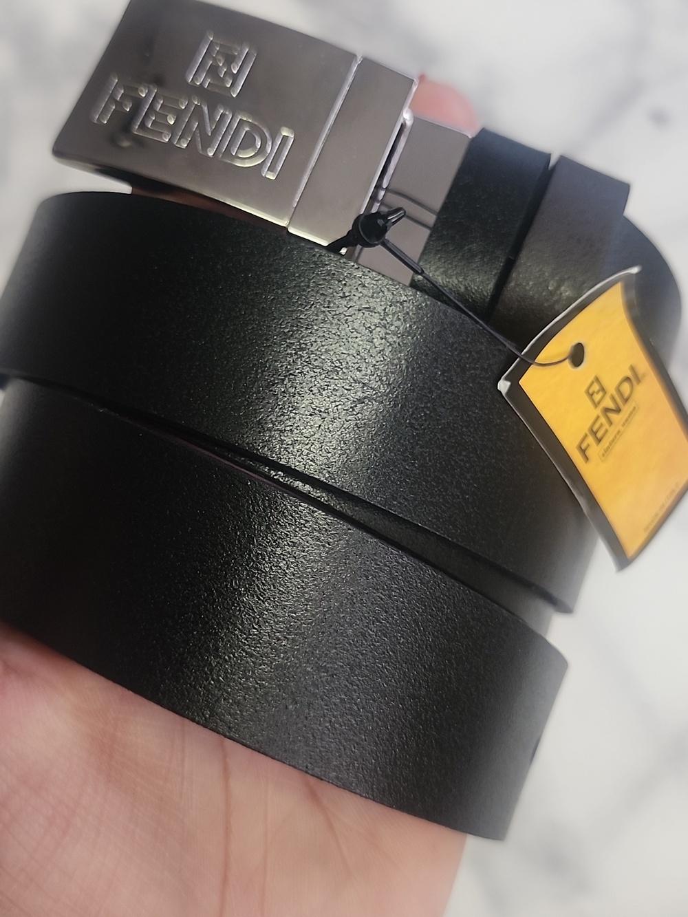 Authentic Black Leather Fendi Logo Belt Fits 40"-44" With Digital COA - Picture 7 of 7